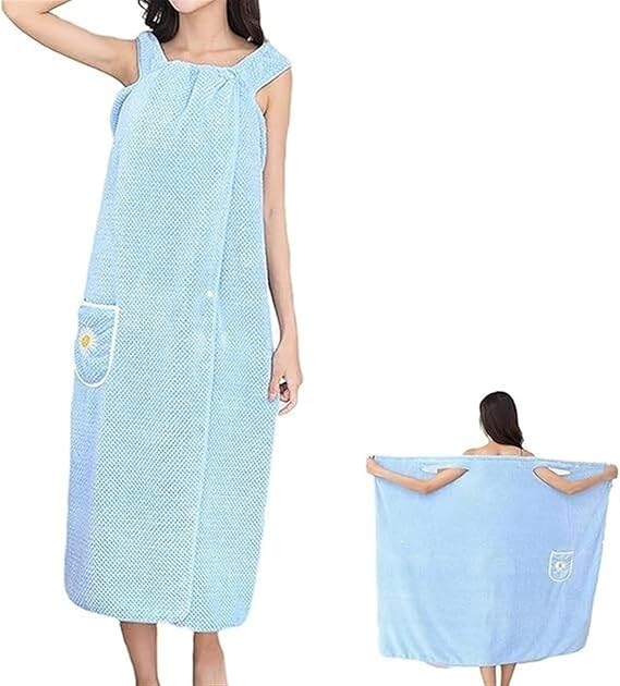 Womens Bath Skirt with Snaps Soft Fluffy Coral Fleece Bath Towel Wearable Robes for Women Beach Spa Sauna Towelling Robe Cover up Dress Gown Bathrobe