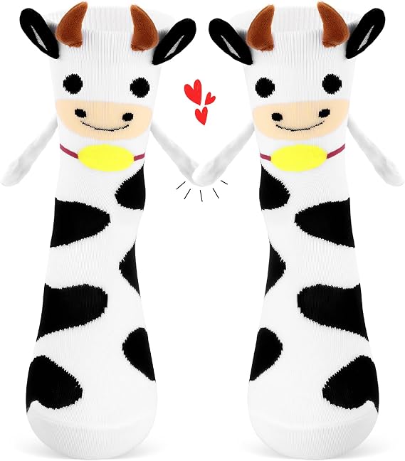 Silly Socks for Women Men Kids Funny Holding Hands Socks Magnetic Crazy Animal Sock Friend Couples Gifts Besite Funny White Elephant Gifts for Adults Toddler Novelty Cartoon Sock Cute Stuff F