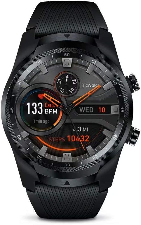 TicWatch Pro 4G LTE Cellular Smartwatch GPS NFC Wear OS by Google Android Health and Fitness Tracker with Calls Notifications Music Swim Sleep Tracking Heart Rate Monitor US Version