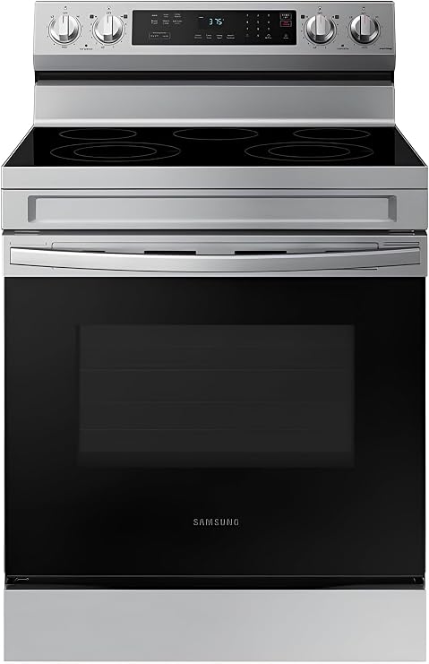 Samsung NE63A6311SS 30 6.3 cu ft Freestanding Electric Range with WiFi, Rapid Boil, 5Element Smoothtop, Self & Steam Clean Stainless Steel