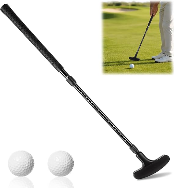 Adjustable Golf Putter, Single Practice Club Unisex Mini Putter for Indoor Outdoor Putting Training, Right or Left Handed Extendable Shaft with 2 Balls for Golf Practice & Mini Golf