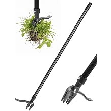 Weed Puller Stand Up Weeder Hand Tool with 4 Claws for Dandelion & Deep Roots, 114 cm Long Handle Lawn Easy Root Remover Garden Tool with Foot Pedal, Metal Weeding Tool Without Bending