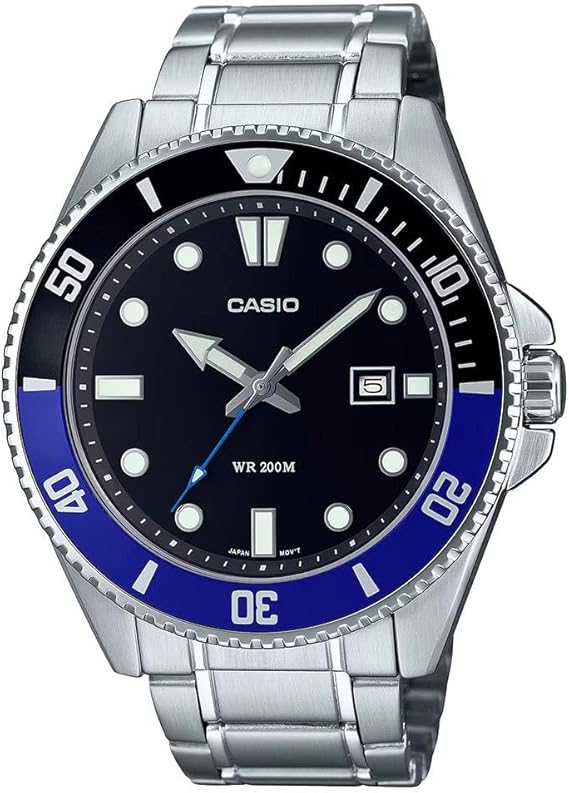 Casio Men's Dive Watch - MDV-10-1A2VDF Black Dial, Silver, Sport
