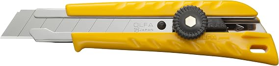 OLFA 18mm Heavy-Duty Utility Knife (L-1) - Ratchet Lock, Snap-Off Blade | 18mm Japanese tool steel snap-off, ratchet-lock, ABS handle - Construction and drywall - Contractors and Construction