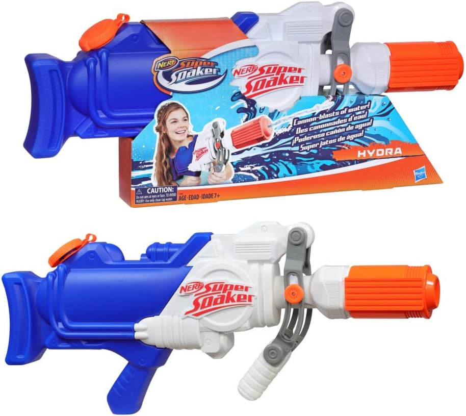 SUPERSOAKER Nerf Hydra Water Blaster, 65 Fluid Ounce Tank Capacity, Pump Action, Water Toys for 6 Year Old Boys and Girls, Outdoor Games