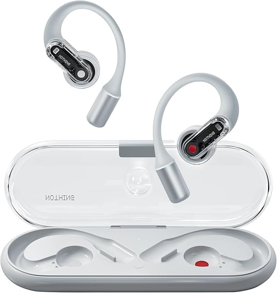 Nothing Ear (Open) Open-Ear-ohrhörer mit Zwei Mikrofone und AI Clear Voice Open Sound Technology IP54 Staub- und wasserresistent 30 Stunden Wiedergabe und Erweiterter EQ - Weiß
