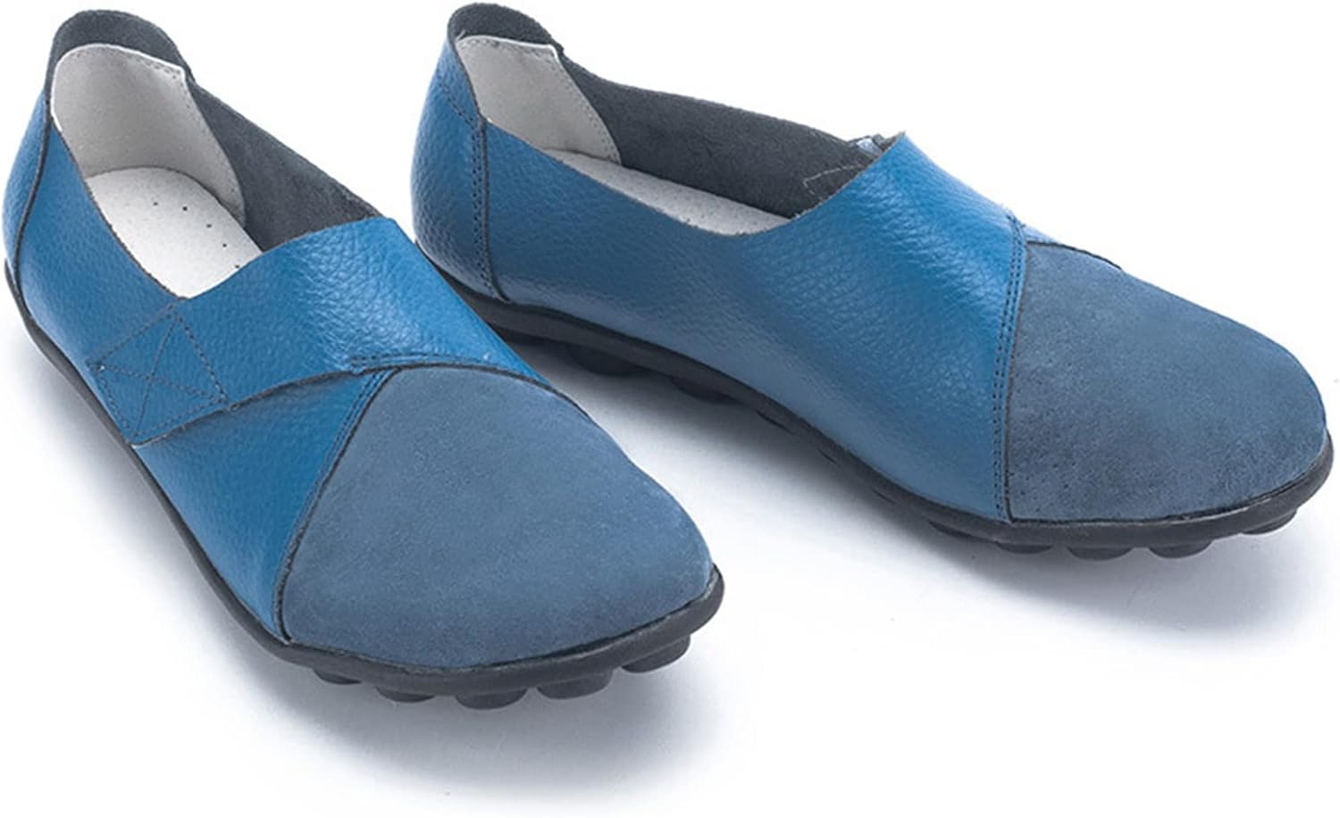 Women Premium Ultra Soft Orthopedic Flats Loafers Leather Slip on Soft Bottom Non-Slip Adjustable Easy On Comfy Large Size Moccasins Walking Dotmalls Shoes Light Blue,8.5,Women,8.5