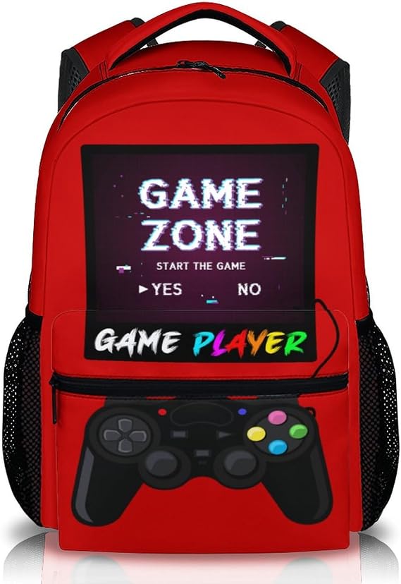 Backpack for Boys School Kindergarten Elementary Primary Middle College, Gamer Bookbag for Kids, 17 Inch Large Capacity Gaming Daypack for Travel Work Hiking