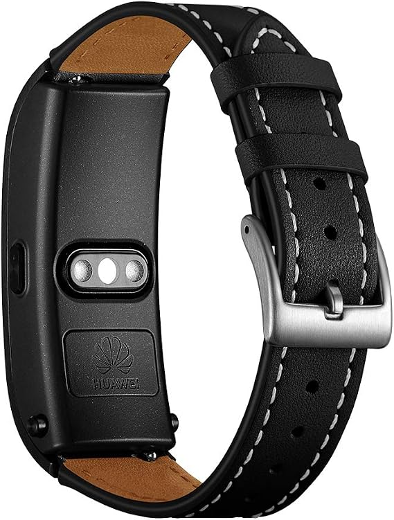 AISPORTS 18mm Quick Release Leather Watch Band for Huawei Talkband B5, Huawei Watch, Withings Activite, Nokia, Fossil, LG, Asus Smart Watch Replacement Band Mens Womens Wrist Band Bracelet, Black