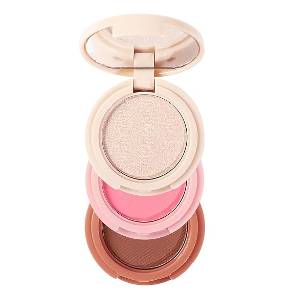 Highlight Makeup Smooth Face Cheek Tint Eyeshadow Powder Makeup Face Makeup 3in1 Makeup Set (01, One Size)