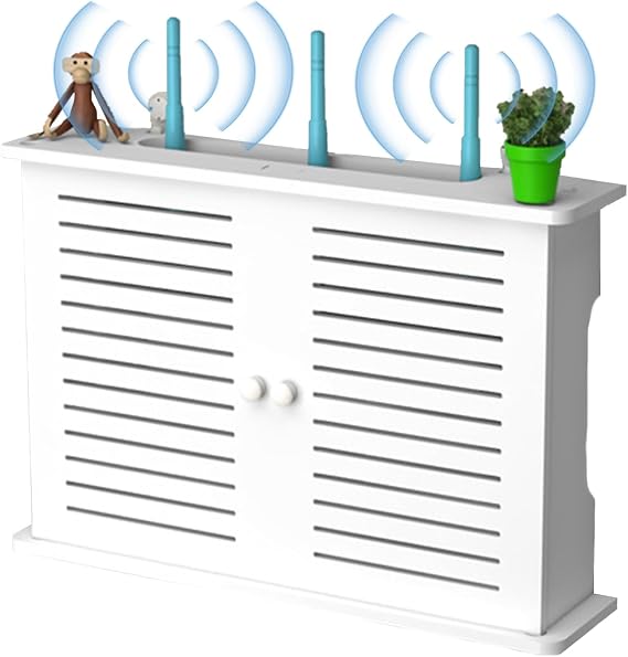 WiFi Router Storage Box, Wireless Wifi Router Shelf Wall mounted, Decorative Router Hider Rack Cable Organizer, Hider Cord Management Container, for Storage of Wires, Routers, Home, Office