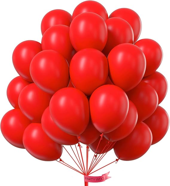 PartyWoo Red Balloons 100 pcs 10 Inch Matte Red Latex Helium Balloons for Graduation Wedding Independence Day Valentines Day Memorial Day Christmas Engagement Birthday Party Decorations Red-Y57