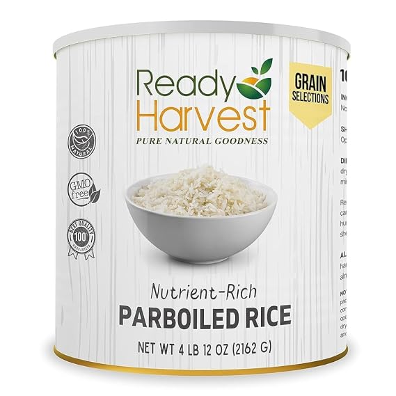 Ready Harvest Emergency Food - Parboiled White Rice | Survival Food | Pantry Staples | #10 Can | 30-Year Shelf Life | 4 lbs | Cans Filled to the Top