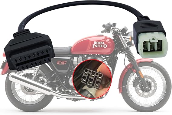 OBD2 Adapter for Royal Enfield 6 Pin Cable,Fits Interceptor 650 CAN Bus | 6pin OBD Diagnostic Connector,Fits Royal Enfield Continental GT 650/535 Motorcycle CAN Bus,Work with Scan Tools Code Reader