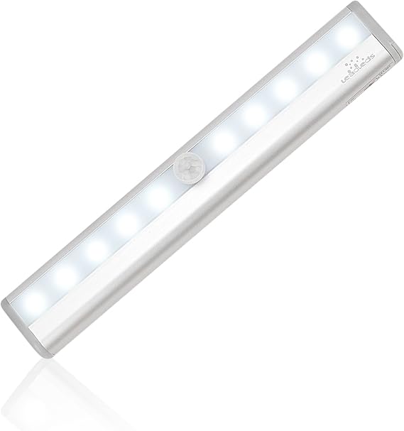 Leadleds I-007 10-LED Wireless Motion Sensor Light Automatic with Magnetic Strip, Battery Operated, Portable for Closet, Door, Stairs, Hallway, Step Lights