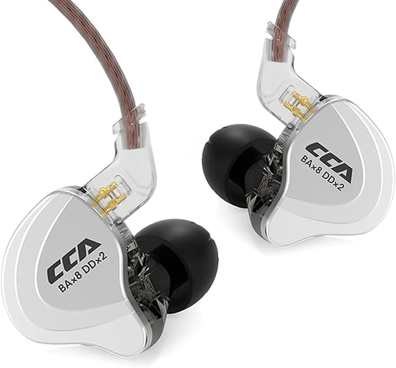 CCA C10 in Ear Monitor Headphones 10 Hybrid Drivers Wired Earbud 4BA 1DD HiFi IEM Earphones Stereo Noise Isolating Earphone with Detachable Cable for Musicians Singers Studio Audiophiles Dj PC