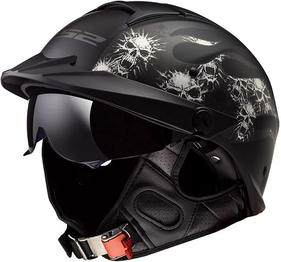 LS2 Helmets Rebellion Motorcycle Half Helmet (Bones - X-Small)