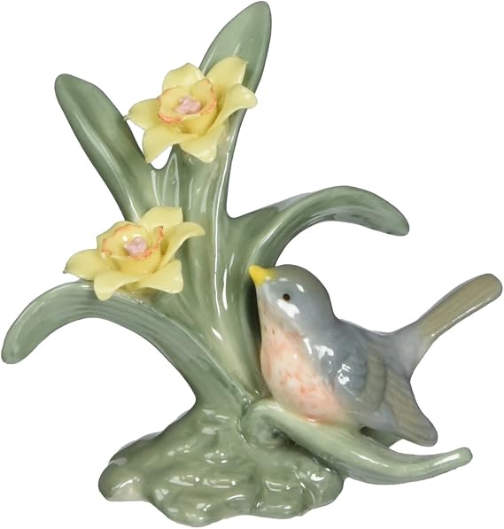 Cosmos 96444 Fine Porcelain Mini Robin with Flowers Figurine, 2-1/2-Inch