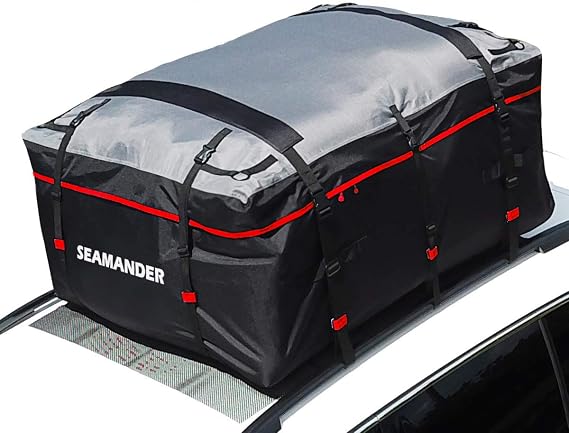 Car Waterproof Rainproof Dustproof Travel Bag Fit for Cars SUVs Vans and Pickup Trucks Cargo Storage Carrier (Red, 19 Cubic)