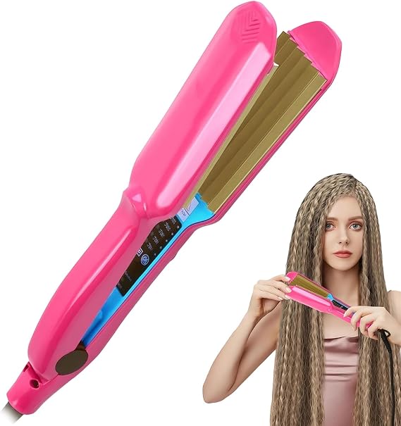 Hair Crimper 30s Rapid Heating Volumizing Corrugated Iron for Fluffy Style Professional Crimping Iron for Women 5 Adjust Temp