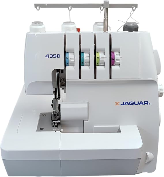 Jaguar Starter Overlocker Serger 435D, 3-4 Thread, Colour-Coded Threading, Differential Feed, 91W, LED Light, Includes Accessories.