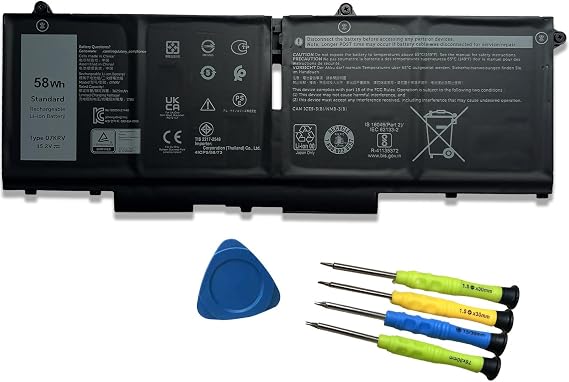 4-Cell 07KRV 58Wh Laptop Battery Replacement for Dell Latitude 5530 5430 Precision 3570 P137P P104F Y86WG 104F005 P104F006 M69D0 P137G004 P137G005 P137G006 H4PVC 078FWY 4FVJG O7KRV 15.2V 3625mAh