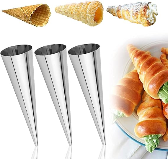 12 Stück Cannoli Form RöhrchenCannoli MoldsCannoli BackformSchillerlockenformFormen Spiral-CroissantCannoli Backform Cream Horn für Cannoli-Röhren Hörnchen (12)