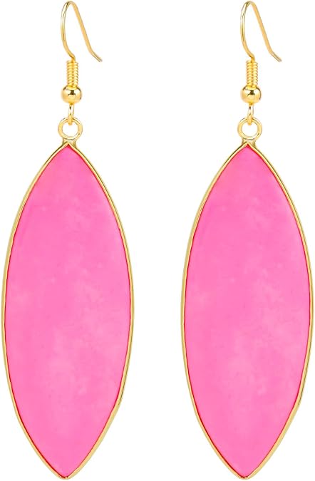 Natural Crystal Stone Marquise Shape Drop Earrings Birthstone Dangle Earrings for Women