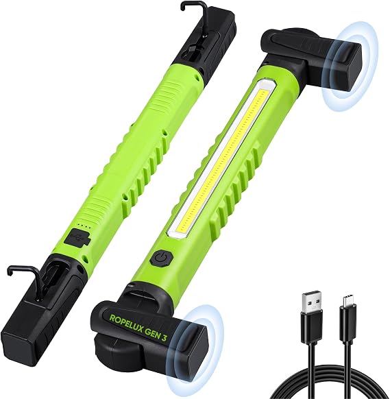 Ropelux Work Light 3rd Gen, 3200LM Bright Mechanic Under Hood Lights with 6000mAh, Rechargeable Portable Magnetic Trouble Lighting Bar with Hooks for Car Repair, Inspection, Emergency, Tool Gift, 1 Pc