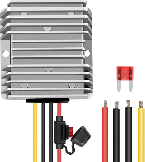 10A 240W with Fuse, 48V36V to 24V Step-Down Converter, Voltage Regulator Transformer, Waterproof Module, Suitable for Golf carts, Cars, Boats, LED and Other Vehicles