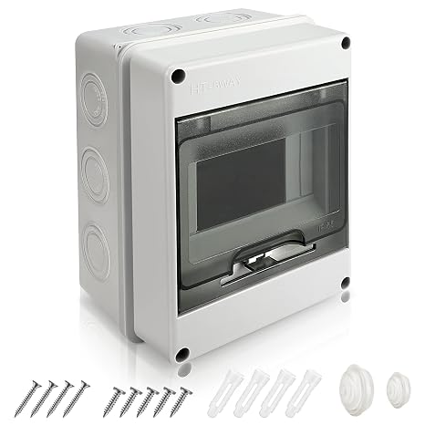 Surface-Mounted Distribution Box IP65 Fuse Box Surface-Mounted 1 Row for 5 Modules Surface-Mounted Distribution Surface-Mounted with Brass Terminals for Garden or Outdoor Areas Villas Charging