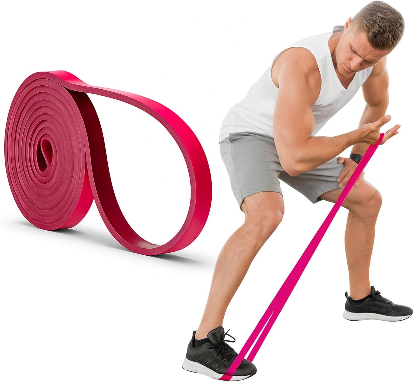 'EliteFTS Pro Resistance Band - Boost Core Stability and Flexibility with This Portable, Joint-Friendly Tool - 41'' Long (PRO Mini Resistance Band, Red)'