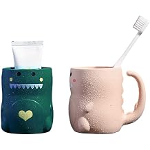 2 Pack Toothbrush Holder Tumbler for Bathroom Dinosaur Durable Plastic for Boys and Girls Daily Use