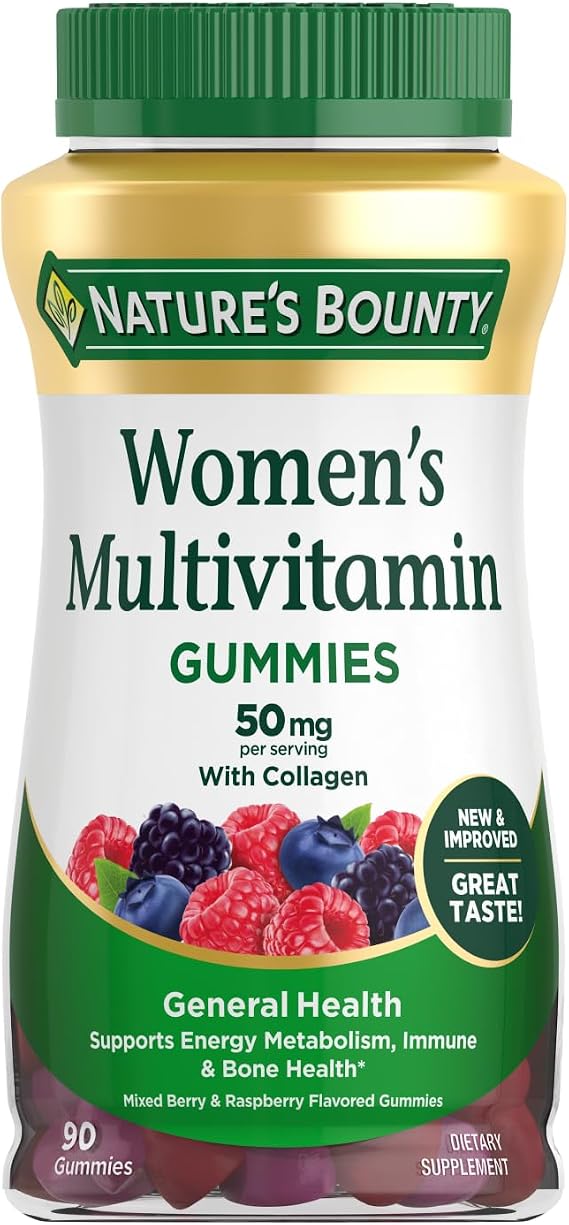 Nature's Bounty Women Multivitamin Gummies, Vitamin Supplements for Adults, General Health, Supports Immune and Bone Health, Mixed Berry and Raspberry Flavored, 90 Gummies