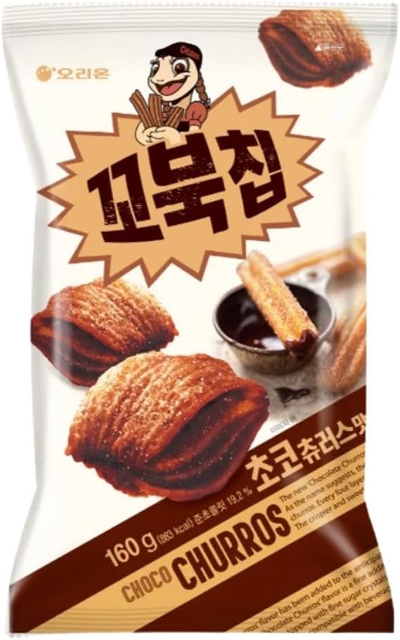 Orion Turtle Chips Crunchy Crispy Choco Churros Flavour Korean Snacks 160g (Pack of 2)