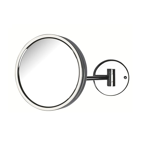 Jerdon Wall-Mounted Makeup Mirror - 5X Magnification - Chrome - JD13C | 8.5" Round Frame, 11.5" Wall Extension Arm