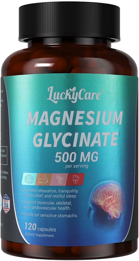 Magnesium Glycinate 500mg, 120 Capsules | High Absorption Chelated Magnesium for Sleep, Stress, Muscle & Nerve Support Non-GMO, Gentle on Stomach