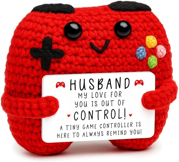 Busy Gaming Life Crochet Game Controller Gifts for Husband Birthday, Best Husband Ever Gifts for Wedding Anniversary from Wife, Anniversary Card Gift for Husband