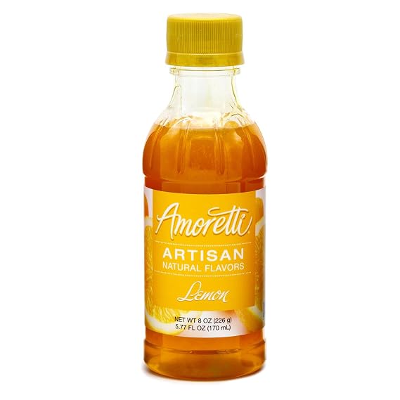 Amoretti - Natural Lemon Artisan Flavor Paste, 8 oz, Perfect For Ice Cream, Beverages, Cakes, and more, Preservative Free, Vegan, Gluten Free, No Artificial Sweeteners, Highly Concentrated