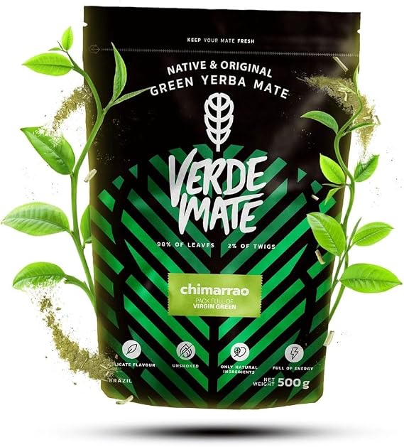 Verde Mate Yerba Mate Tea Chimarrao 500g – Fine Powder Yerba Mate with Stems, Traditional Brazilian Style, Bright Green Energy from Brazil