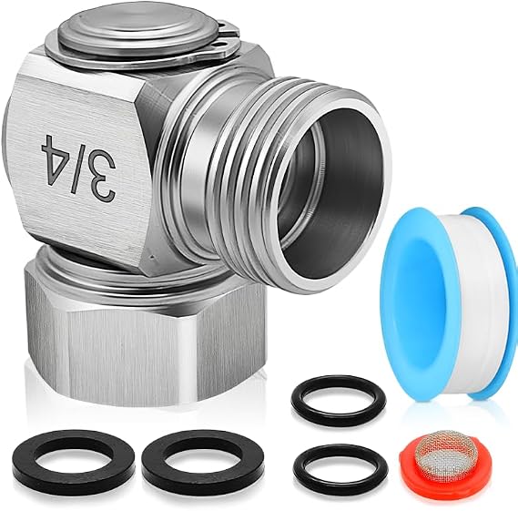 90 Garden Hose Swivel Elbow, 304 SS, 3/4" GHT Male to Female | 304 Stainless Steel Hose Swivel,360 Rotating,Hose Adapter Extension,Prevent Hose Kinking or Tangling