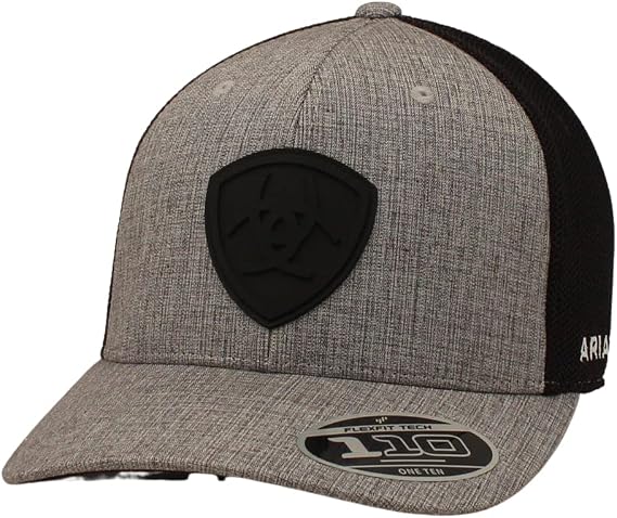 ARIAT Men's Charcoal Snapback Flexfit 110 Rubber Shield Logo Patch Cap