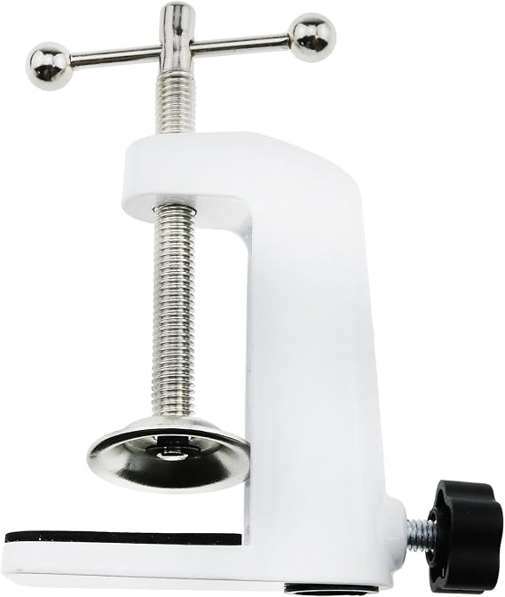 Universal C-Clamp Bracket Aluminum Alloy Adjustable Desk Lamp Holder Replacement Microphone Arm Clamp for Rotating Wall Lamps Microphone Poles Monitors Lamp Holder Installation Brackets (White)