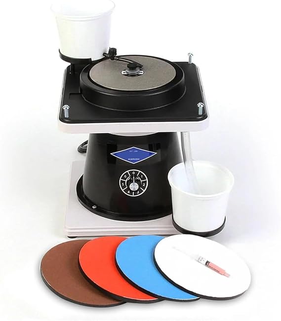 Stone & Mineral Rock Polisher Grinder Shaper Machine w/ Variable Speed Motor Includes Polishing Accessory Kit