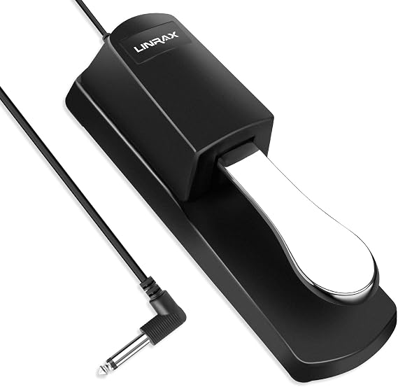 LP1 Sustain Pedal for Keyboard, Universal Piano Pedal with Polarity Switch for Electronic Keyboard, Digital Piano, MIDI Keyboard, Synthesizer, 6.35mm Input Plug, 1.6m Cable, Piano Accessories
