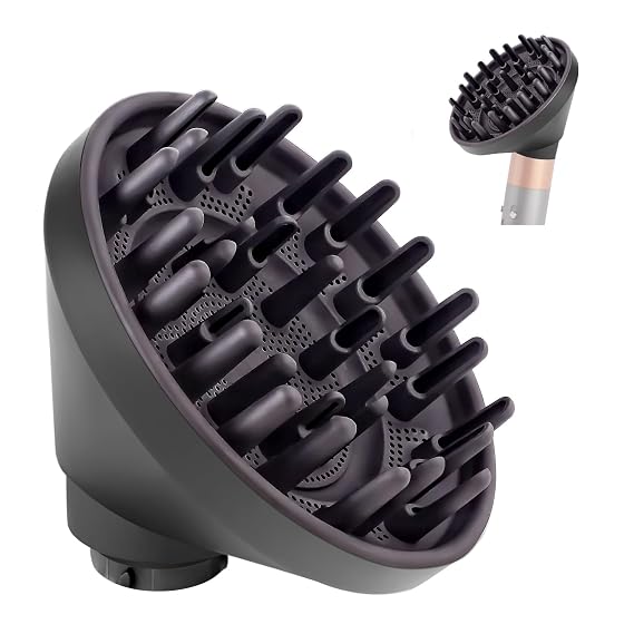 Upgraded Large Diffuser for Dyson Airwrap Styler HS08 HS05 HS01, Hair Diffuser Attachment for Fast Drying Wave Curly Thick Hair, Adding Volume and Define Curl Wave (Grey)
