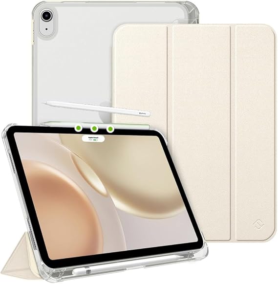 UnDePlus iPad Air 5. Nesil 10.9 ile uyumlu Kılıf Flip Cover Kalem Bölmeli PC Case-10.Nesil DEĞİL-A2588 A2589 A2591 Gold