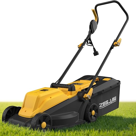 ZEGJAW Electric Lawn Mower Corded, 13 Inch 11-Amp Lawn Mowers with 8 Gallon Collection Bag, 3-Position Cutting Height Adjustment for Lawn Care