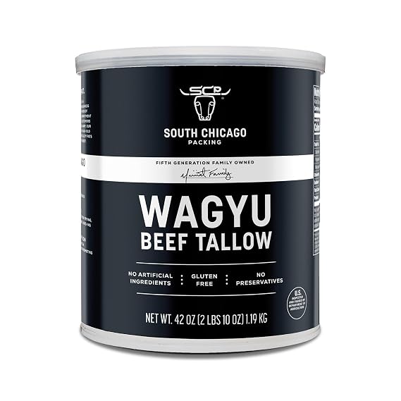 South Chicago Packing 100% Pure Wagyu Beef Tallow, 42 Ounces Paleo & Keto Friendly Cooking Fat for Searing, Sauteing & Frying