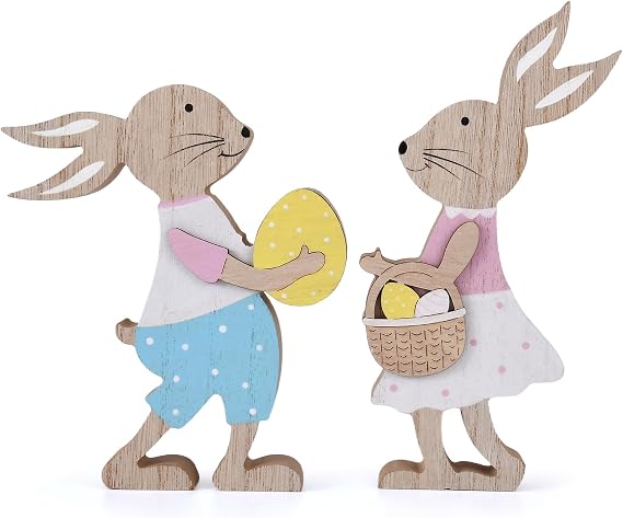 Easter Table Decor Bunny Decorations Wooden Spring Signs for Home